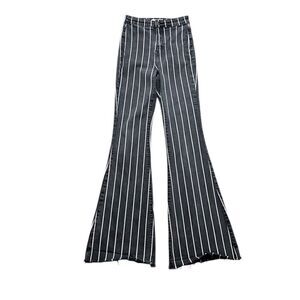Cello Striped Flare Jeans | Size 3 | Gray with White Stripes | Retro Style